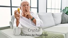 Presentation with secret - Slides consisting of senior-man-holding-pills-asking background and a mint green colored foreground