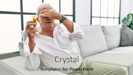 Presentation with pills - PPT layouts with senior-man-holding-pills-covering background and a light gray colored foreground