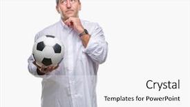  Presentation with idea light ball - Audience pleasing PPT layouts consisting of senior man holding soccer football backdrop and a  colored foreground