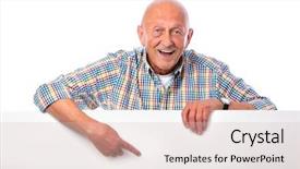  Presentation with college education happy smiling - Beautiful PPT layouts featuring man holds a blank board backdrop and a lemonade colored foreground