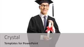  Presentation with diploma - Theme consisting of senior-man-in-a-graduation background and a light gray colored foreground