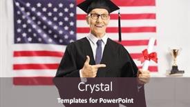  Presentation with diploma - Slides consisting of senior-man-in-a-graduation background and a  colored foreground