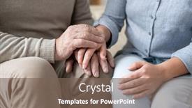  Presentation with daughter - Presentation theme consisting of senior-man-in-casualwear-keeping background and a violet colored foreground