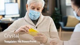  Presentation with mask - Audience pleasing slide deck consisting of senior-man-in-casualwear backdrop and a coral colored foreground