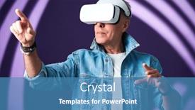  Presentation with futuristic - Slides with senior-man-in-casualwear background and a teal colored foreground