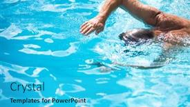  Presentation with swimming pool - Beautiful slide set featuring senior-man-in-his-home backdrop and a cyan colored foreground