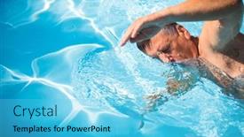  Presentation with retirement - Presentation design with senior-man-in-his-home background and a cyan colored foreground