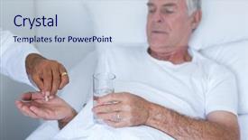  Presentation with giving - PPT layouts with senior man in hospital background and a lemonade colored foreground