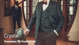  Presentation with luxury - Colorful PPT theme enhanced with senior man in luxury interior backdrop and a tawny brown colored foreground