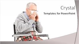  Presentation with nose - Amazing PPT layouts having portrait sick elderly - senior man in wheelchair blowing backdrop and a white colored foreground