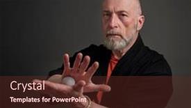  Presentation with self massage - Presentation theme enhanced with senior-man-is-practicing-reflexology background and a tawny brown colored foreground