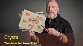  Presentation with mind - Slides featuring senior-man-is-presenting-declutter background and a  colored foreground