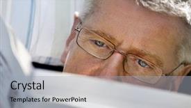  Presentation with newspaper - Theme enhanced with senior man is reading newspaper background and a light gray colored foreground