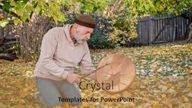  Presentation with shaman - Slides featuring senior-man-is-sitting background and a yellow colored foreground