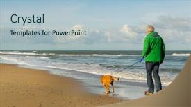  Presentation with granddaughter walking senior - Theme enhanced with senior man is walking background and a light blue colored foreground