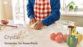  Presentation with dough - Presentation theme enhanced with senior-man-keading-dough background and a lemonade colored foreground