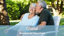  Presentation with summer - Slide deck enhanced with senior man kissing his woman background and a light blue colored foreground