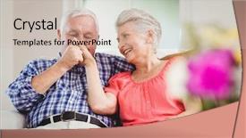  Presentation with senior living - Theme having senior man kissing womans hand in living room background and a soft green colored foreground