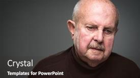  Presentation with social isolation - PPT layouts with senior-man-lonely-at-home background and a wine colored foreground