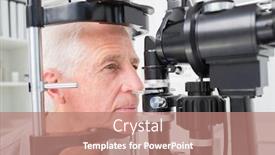  Presentation with clinic - PPT layouts featuring senior-man-looking-into-slit background and a coral colored foreground