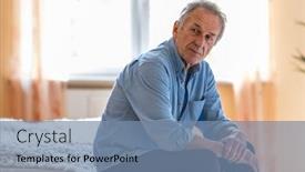  Presentation with thought - Cool new slide deck with senior-man-lost-in-thought backdrop and a seafoam green colored foreground