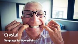  Presentation with egyptian man in make up - Theme having senior man making a funny background and a  colored foreground