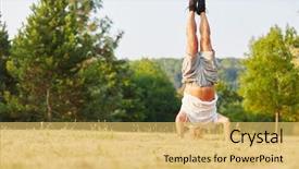  Presentation with egyptian man in make up - Presentation design featuring senior man making a handstand background and a yellow colored foreground