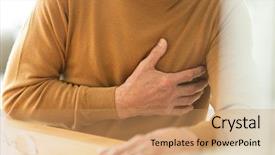  Presentation with health hope healing - Slide deck having senior man of poor health background and a coral colored foreground