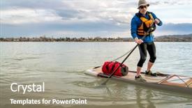  Presentation with expedition - Slide deck consisting of senior man on expedition stand background and a gray colored foreground