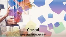  Presentation with man looking up happy - Cool new PPT layouts with senior man on wheelchair using backdrop and a lemonade colored foreground