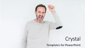  Presentation with dancing music grass - PPT theme with senior man over isolated background background and a sky blue colored foreground