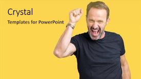  Presentation with dancing music grass - Cool new PPT theme with senior man over isolated background backdrop and a yellow colored foreground