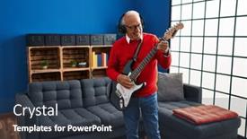  Presentation with electrical - Slides having senior-man-playing-electrical-guitar background and a tawny brown colored foreground