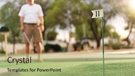  Presentation with mini golf - PPT theme with industrail - billboards empty with sunlight background background and a sky blue colored foreground