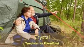  Presentation with tent - PPT theme featuring senior-man-pointing-while-sitting background and a tawny brown colored foreground