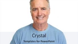  Presentation with old man - Beautiful presentation theme featuring senior man portrait backdrop and a light blue colored foreground