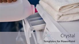  Presentation with laundry detergent - Presentation with senior-man-pouring-detergent background and a light gray colored foreground