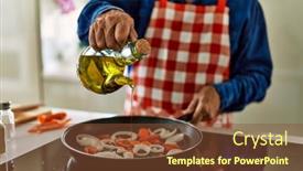  Presentation with frying - PPT theme with senior-man-pouring-oil background and a  colored foreground