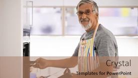  Presentation with healthy - PPT layouts featuring senior-man-prepares-healthy-version background and a coral colored foreground