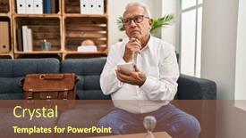  Presentation with psychology - Theme with senior-man-psychologist-smiling-confident background and a coral colored foreground