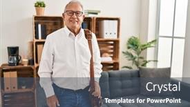  Presentation with psychology - Slide set enhanced with senior-man-psychologist-smiling-confident background and a ocean colored foreground