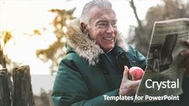  Presentation with newspaper - Presentation design with senior man reading a newspaper background and a tawny brown colored foreground
