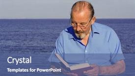  Presentation with reading bible - Theme consisting of senior man reading bible background and a ocean colored foreground