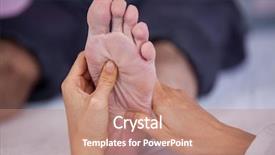  Presentation with foot massage - Amazing slide deck having senior man receiving foot massage from physiotherapist in clinic backdrop and a coral colored foreground