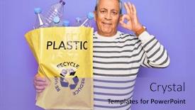  Presentation with plastic bag - Amazing presentation design having senior-man-recycling-holding-bag backdrop and a light blue colored foreground