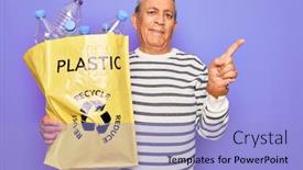  Presentation with plastic bag - Audience pleasing presentation consisting of senior-man-recycling-holding-bag backdrop and a light blue colored foreground