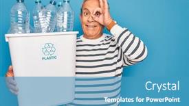  Presentation with fingers - PPT theme enhanced with senior-man-recycling-holding-trash background and a teal colored foreground