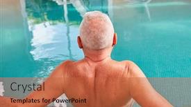  Presentation with senior spa - Slide deck enhanced with senior-man-relaxes-in-swimming background and a red colored foreground