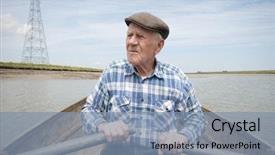  Presentation with rowing - Presentation theme featuring senior man rowing a boat background and a seafoam green colored foreground