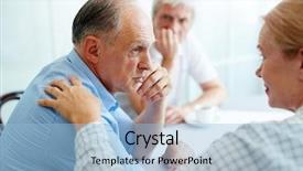  Presentation with senior care - Cool new presentation with senior man sharing his trouble backdrop and a light blue colored foreground